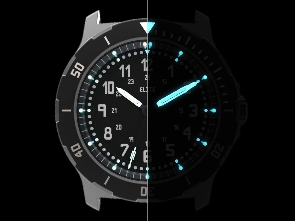 REDTIM ELITE — daylight and night lume, from the production CAD