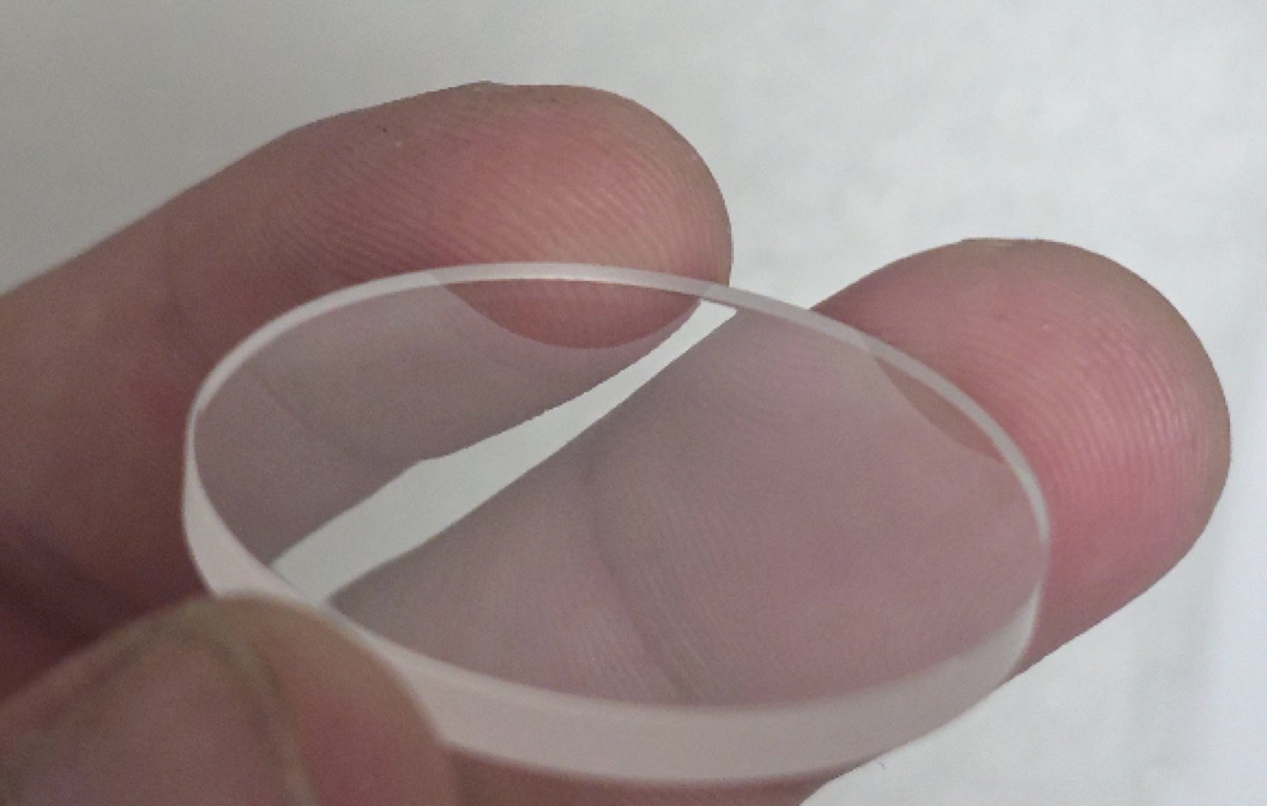Sapphire crystal for the REDTIM ELITE, held in hand